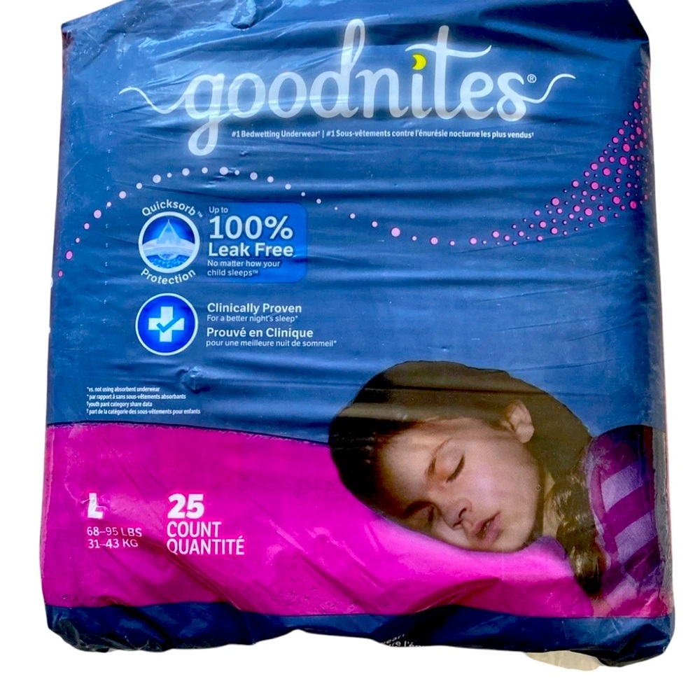 Goodnites Girls' Nighttime Bedwetting Underwear, Sz Large (68-95 lbs) -25 Count